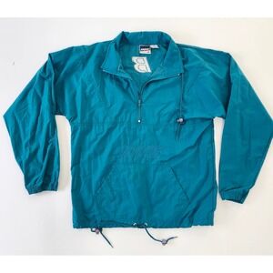Vintage Bike Windbreaker Pullover Teal Blue Quarter Zip Nylon Jacket Small